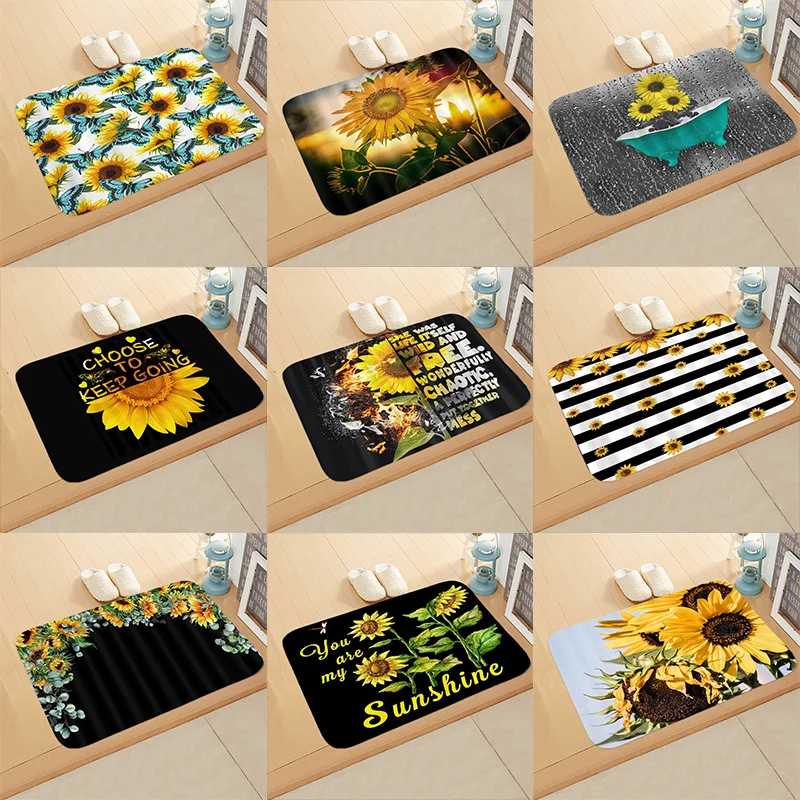 

Retro Sun Flower Tape Floor Mat Multiple Choice Funny Entrance Door Mat Living Room Kitchen Non-Slip Carpet Bathroom Doormat
