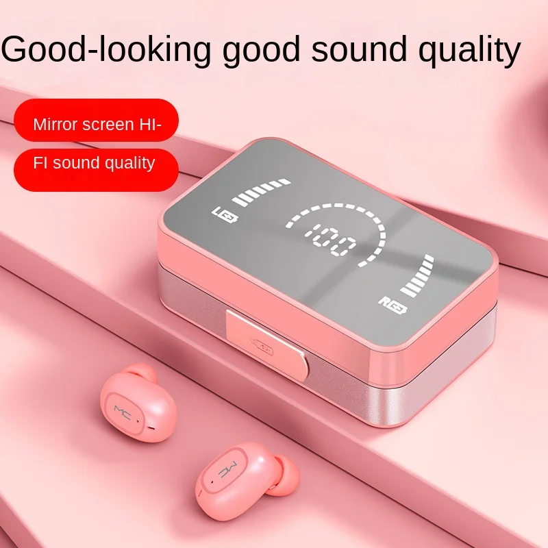 

Internet celebrity recommendation new wireless bluetooth headset girls cute in-ear mini pink sports portable charging treasure