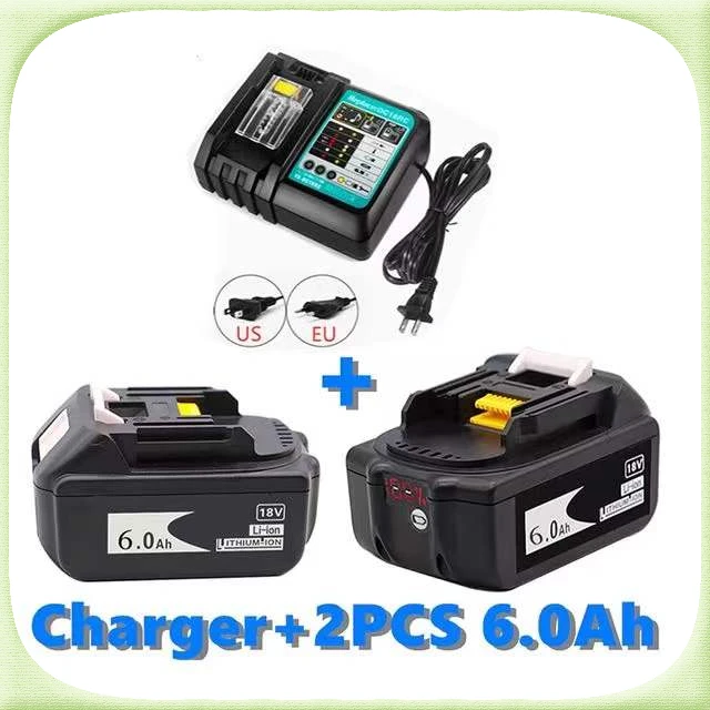 

Original BL1860 Rechargeable Battery 18 V 6000mAh Lithium ion for Makita 18v Battery BL1840 BL1850 BL1830 BL1860B+ 3A Charger