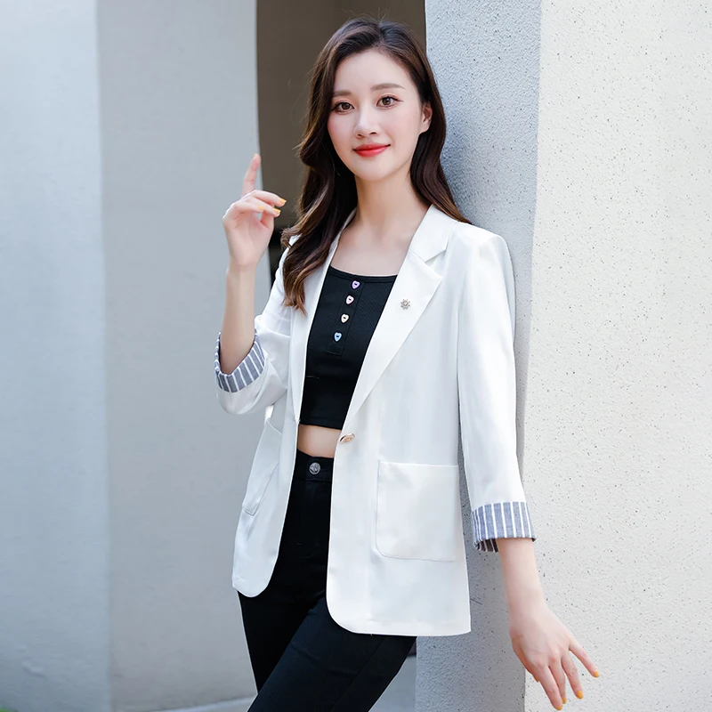 Black Women Blazer 2023 Formal Slim Blazers Lady Office Work  Pockets Jackets Coat Female Korea Casual Short Blazer Femme Top