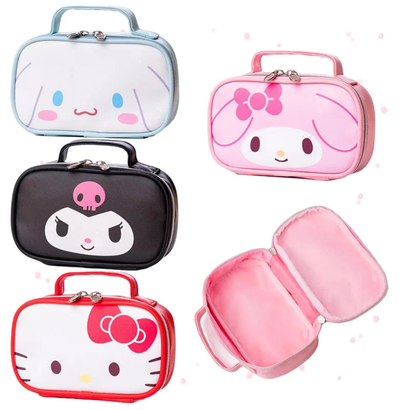 

Kawaii Anime Printing Portable Cosmetic Bag Sanrioed My Melody Cinnamoroll Kuromi Kittys Cat Storage Bag Cute Pen Bag Girl Gifts