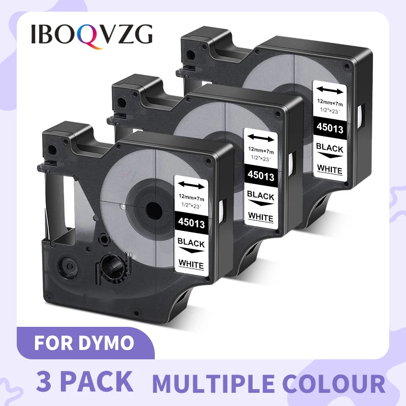 

IBOQVZG 3PK 12 мм D1 ярлыки 45013 черный на белом для DYMO LabelManager 160 100 150 200 210P 280 350D 300 450D принтер