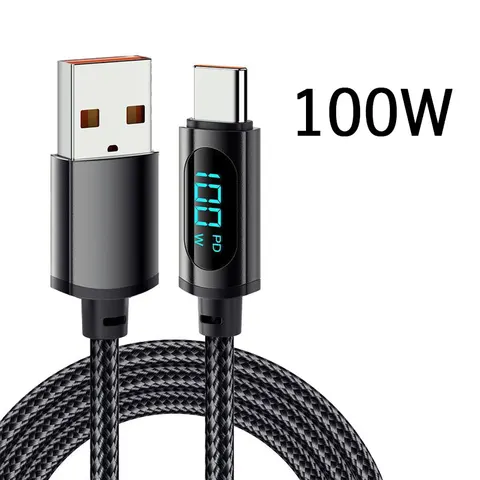 7A 100W PD Кабель для быстрой зарядки типа C к кабелю типа C 6A 66W Кабель с цифровым дисплеем USB-типа C для Xiaomi HUAWEI Macbook iPad