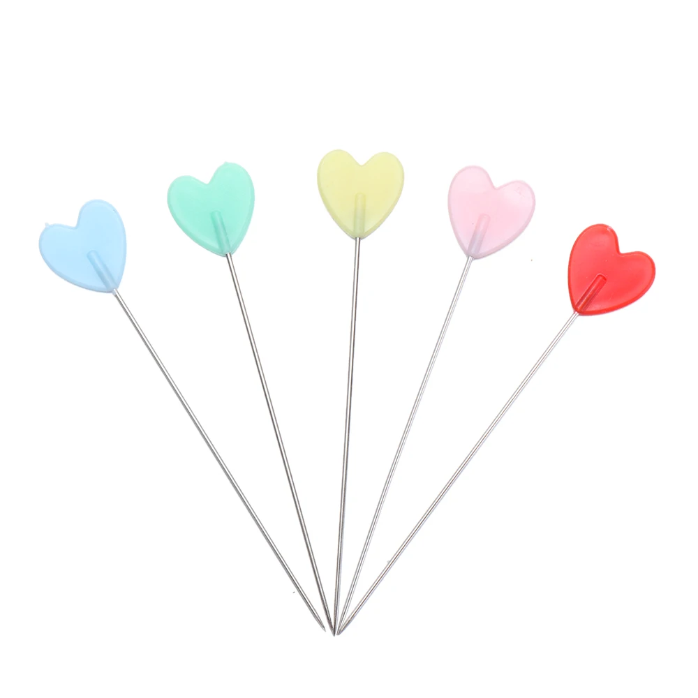 100Pcs/Box Love Heart Sewing Pins Colorful Patchwork Quilting Needles Head Useful Mini Craft DIY Apparel Accessories - купить по