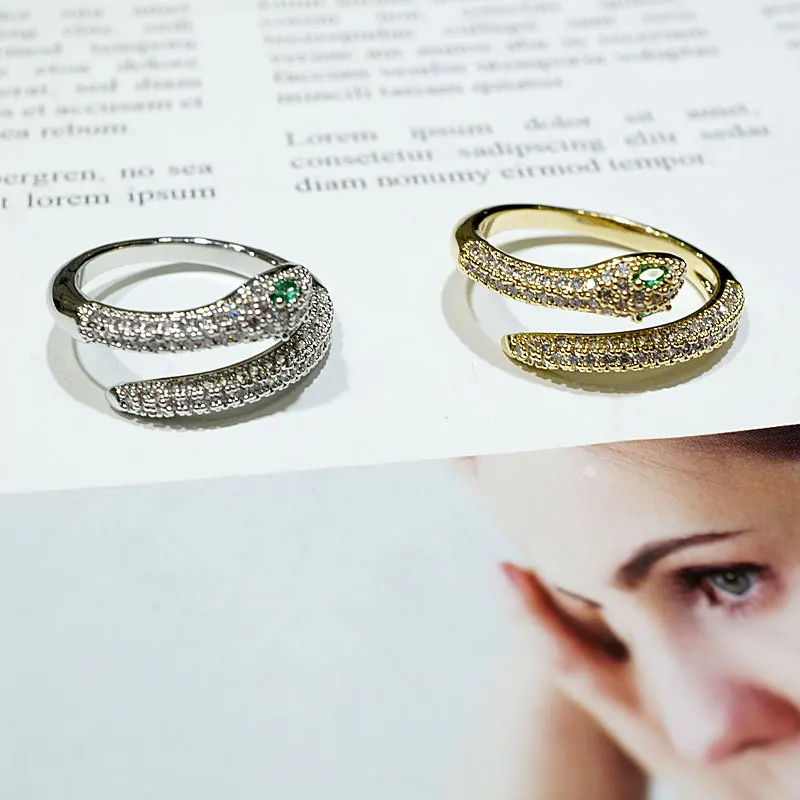 

Женское серебряное кольцо в виде змеи, высококачественное регулируемое кольцо с микро-инкрустацией из циркония, ювелирные изделия от Swarovski