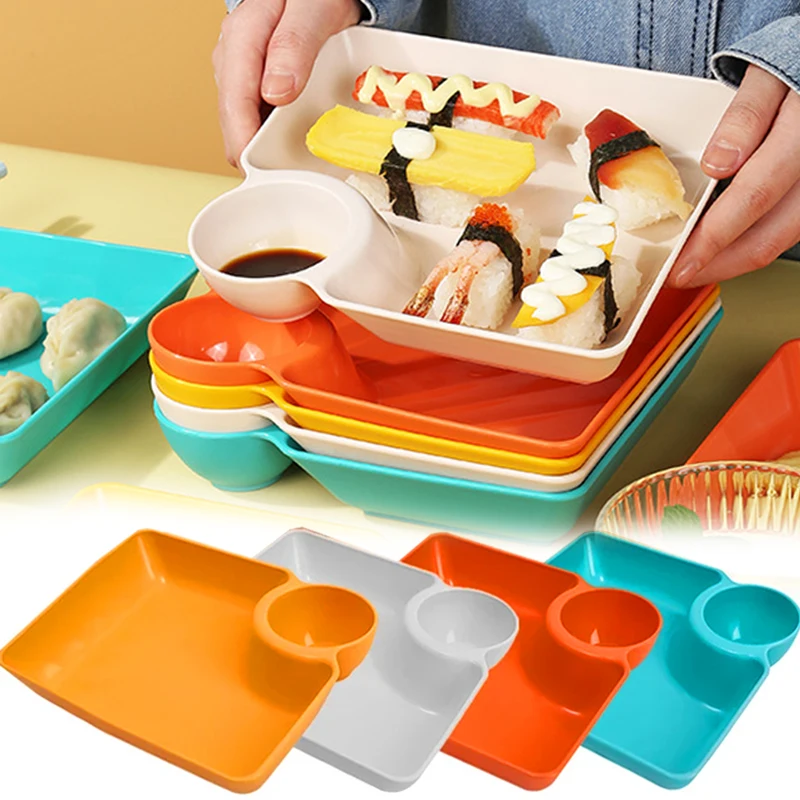 

Dipping Dish Dumpling Sushi Serving Plate with Dipping Saucer Snack Tray Dessert Dinner Dishes Japanese Holder Kitchen Tableware