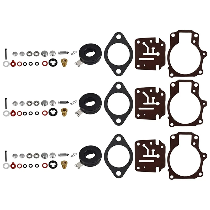 

3 X Carburetor Carb Rebuild Repair Kit And Float Fit For Johnson Evinrude 396701 65 70 75 HP