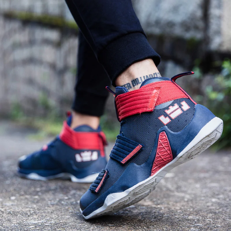 Men High Top Basketball Shoes 2023 New Pattern Breathable Anti Slip Athletic Couple Sneaker Lace Up Training Footwear for Women