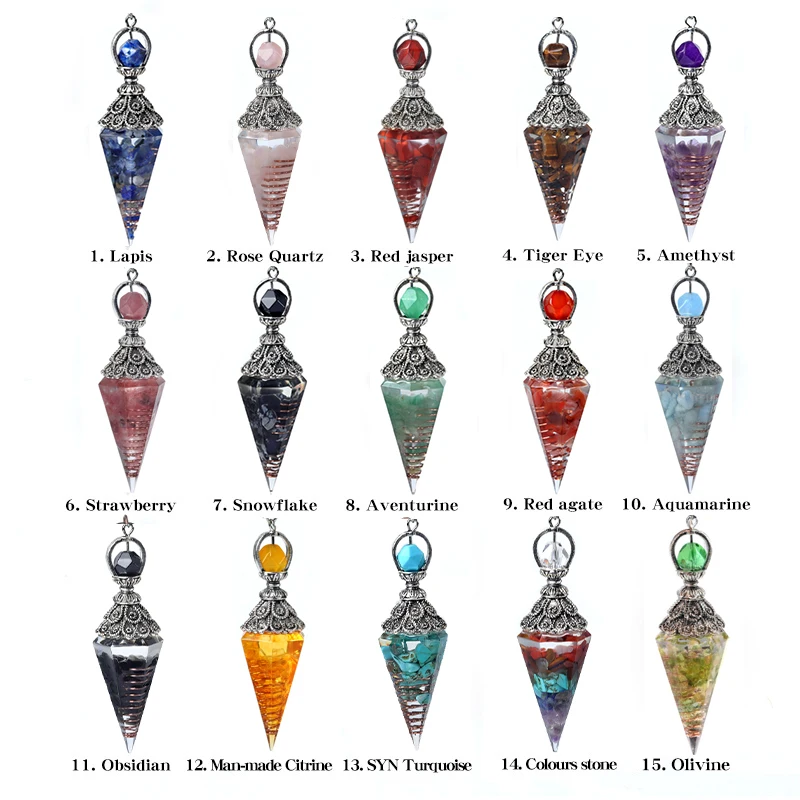 Шестиугольный заостренный хрустальный маятник для гадания лозоход смоляный чип