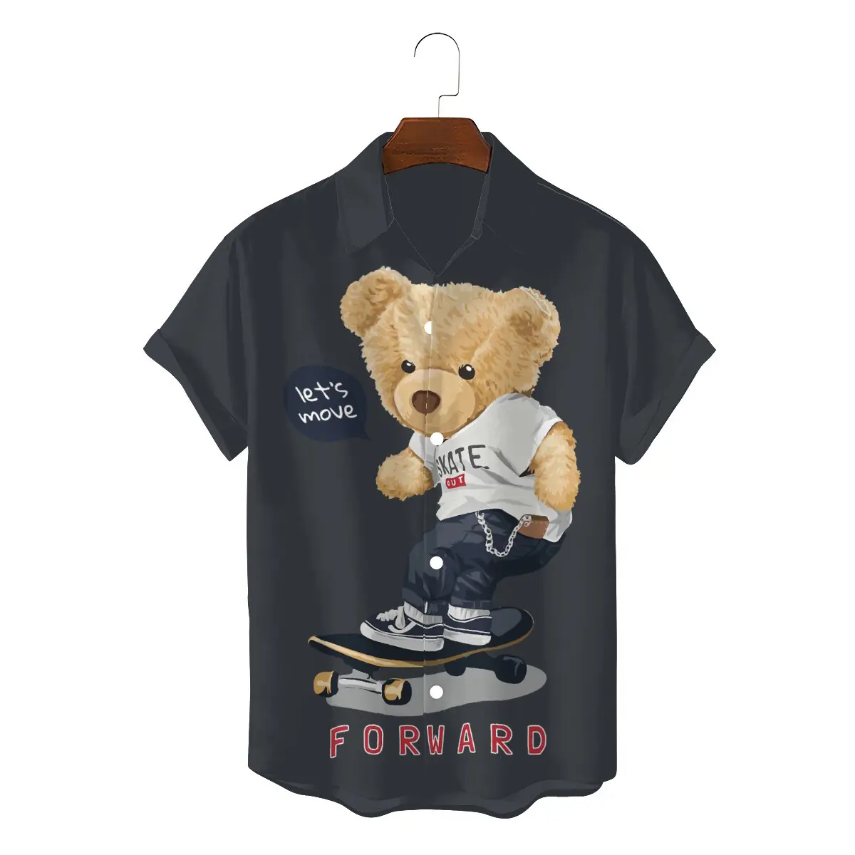 

Teddy Bear 3D Shirt Forward Let's Move Basic Shirts Homme Men Clothing New Design Trendy