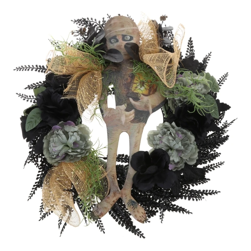 

Eye Catching Halloween Mummy Floral Wreath for Scary Themed Celebrations 594C