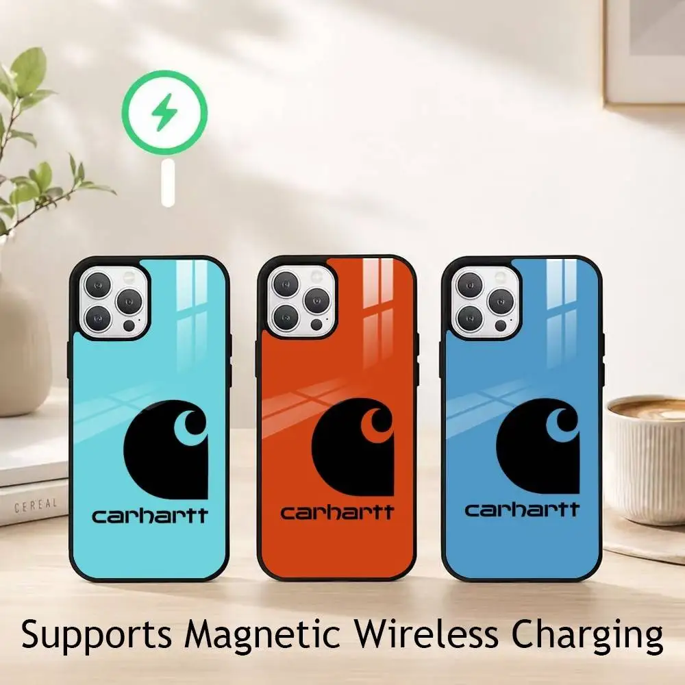 Фото Модный чехол для телефона с логотипом C-Carhartt для iPhone 17, 16, 15, 14, 13, 12, 11 Plus, Pro с поддержкой магнитной беспроводной зарядки №1