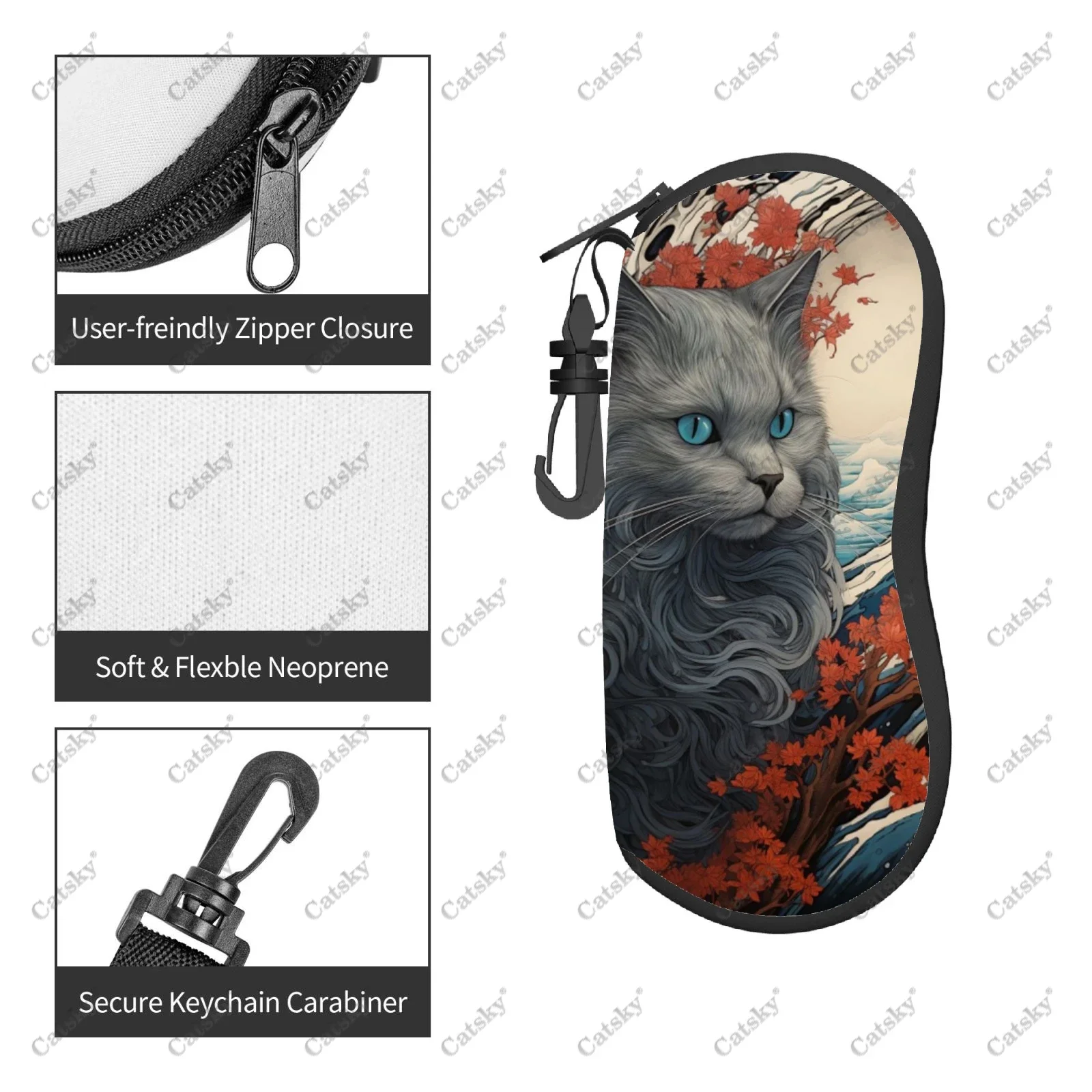 Мягкий Дорожный чехол на молнии с рисунком кошки животных волн для хранения