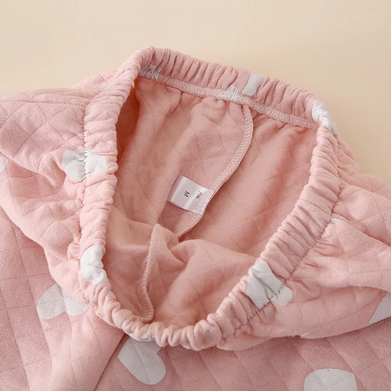 New Autumn Winter Pajamas Set Air Cotton Clip Women Nightwear Warm Home Suit Casual Long Sleeve Pant Female Love Print Sleepwear