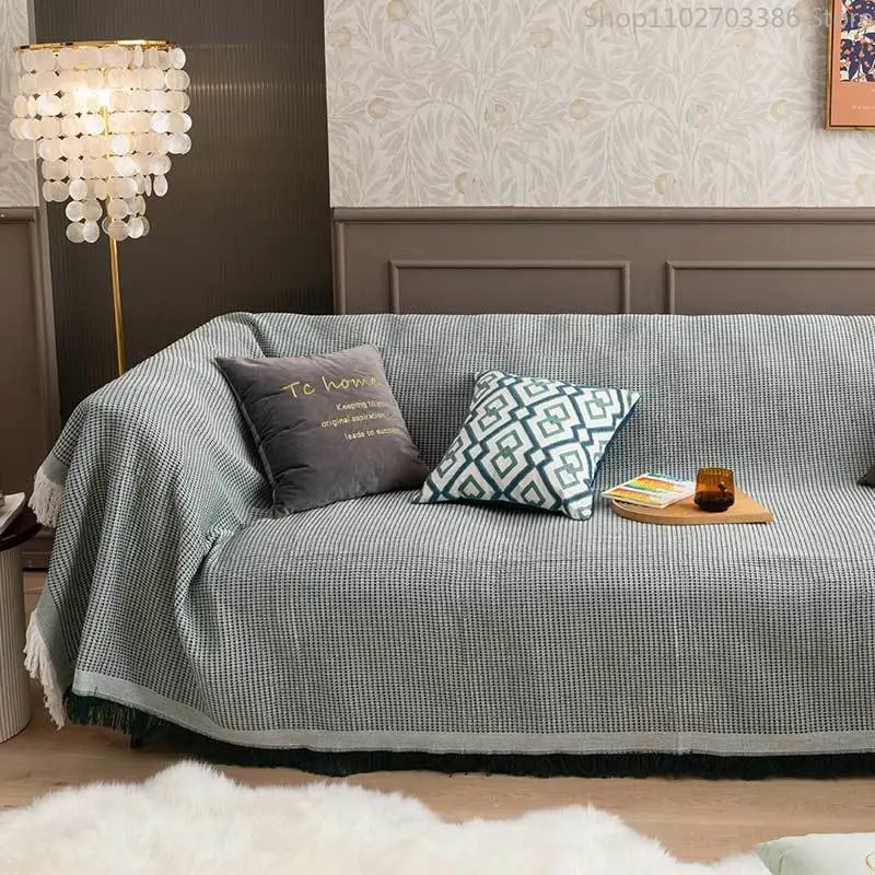 

Плед Ins простой для дивана, кровати, дивана, большого размера, хлопковое вязаное одеяло с кисточками, однотонное нордическое декоративное покрывало ручной работы для спальни