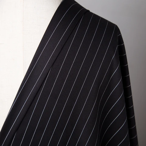 Костюмная Ткань, вертикальные полосы для одежды, пальто, брюк, шитье, матовая Высококачественная саржевая ткань, драпировка, черная текстильная ткань средней толщины