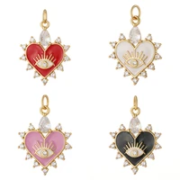 heart eyes charms for jewelry making womens gold color plated pendant necklace earrings diy cz zircon crafts accessories enamel