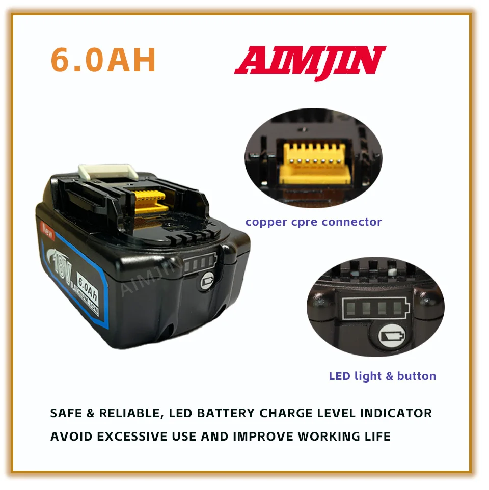 

New 18V6000mah is suitable for Makita lithium ion 18V.BL1830, BL1840, BL1850, BL1860B, l70, BL1860