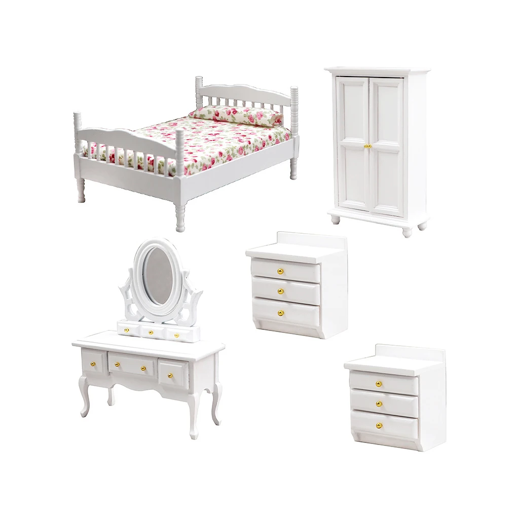 

5 шт./компл. Детская кукла, домашняя мебель, красочная имитация украшения, аксессуары для спальни, кровати, прикроватного столика