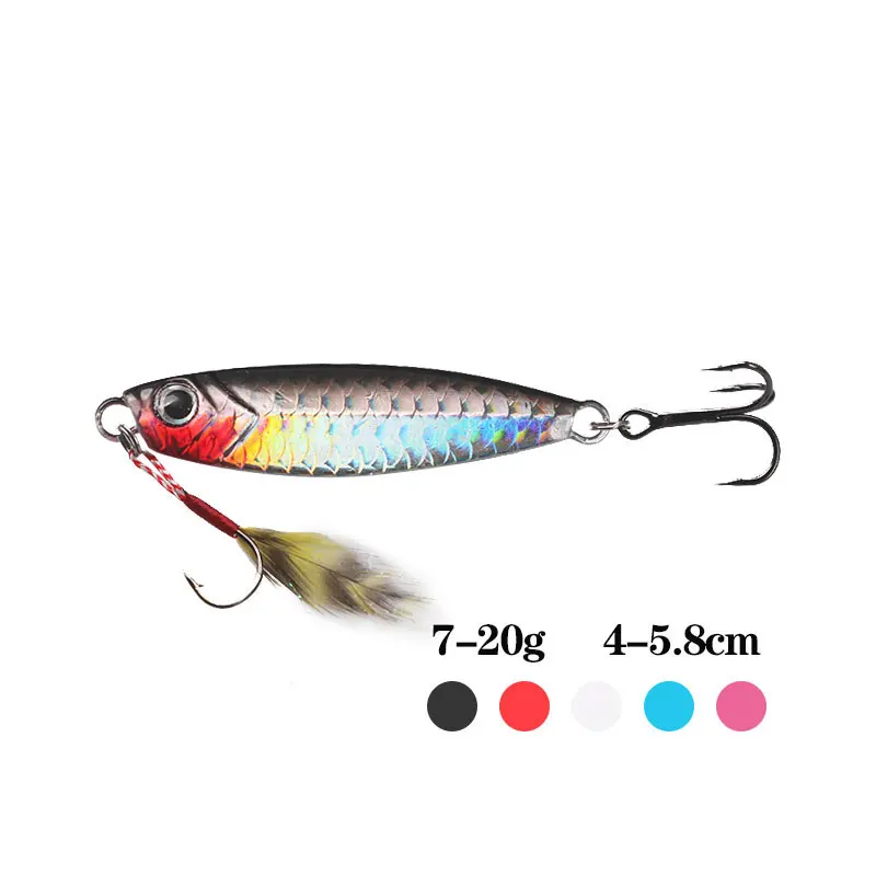 

Premium Quality Lures Falling Pose Metal Jig Sharp Hook Artificial Bait 7g 10g 15g 20g Spoon Laser Shining Fish Scale Bass Pesca