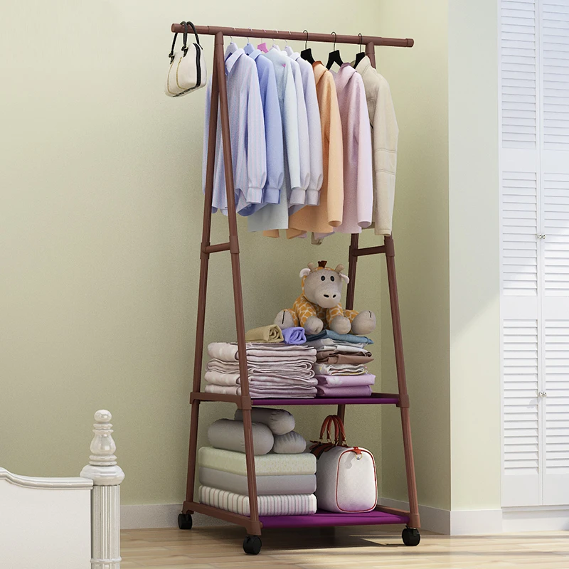 

Floor Stand Coat Rack Metal Movable Balcony Indoor Clothing Hanger with Caster 160x55x42cm Handbag Shoes Jacket Drying Shel Z480