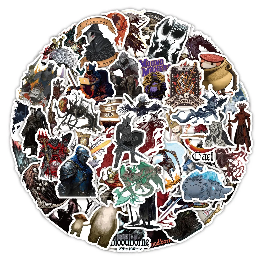 

10/30/54pcs Cool Anime Dark Souls Stickers Horror Game Cartoon Decal Laptop Skateboard Motorcycle Phone Sticker for Kids Toys