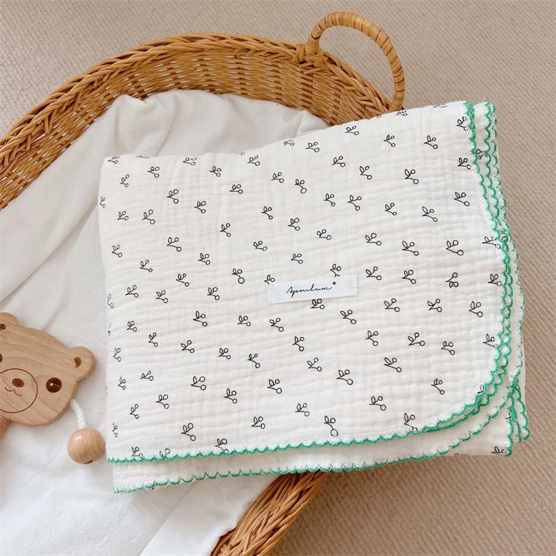 

Хлопковое детское одеяло с цветочным принтом, 130x110 см