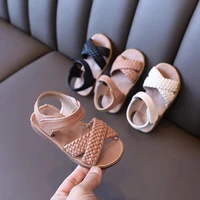 1 6 years baby toddler girl sandals cross tied knitted flat sandals for girls brown beige black