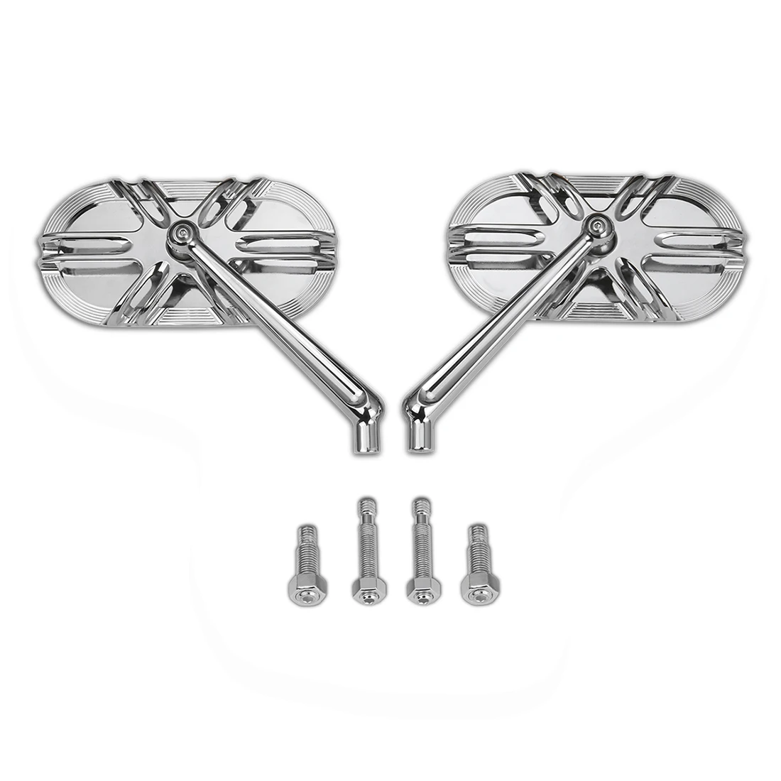 

CNC Contrast Cut Chromed Rearview side Mirrors for harley touring FLH dyna softail fatboy heritage sportster iron XL 883 1200