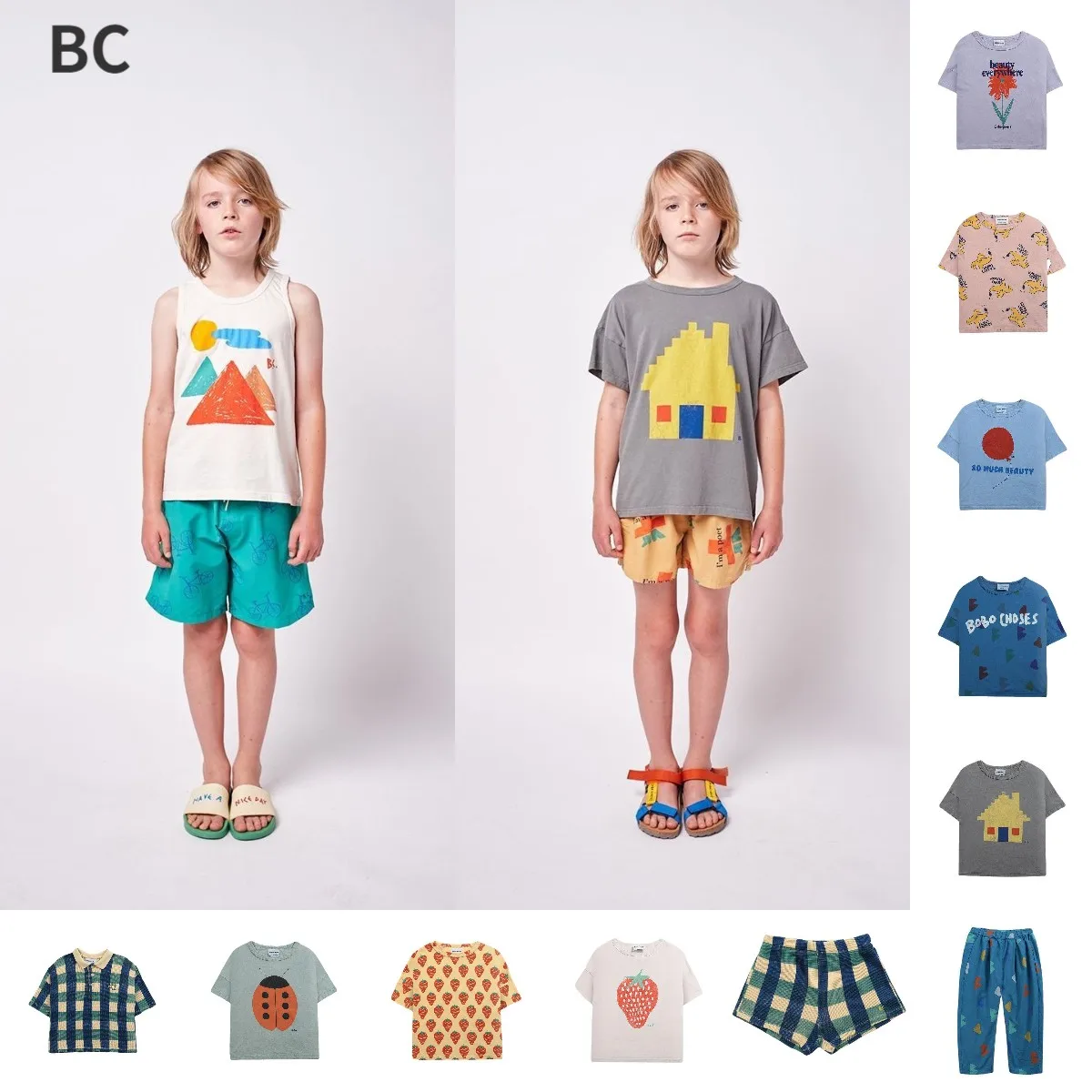 

BC BOBO ins children's summer new short-sleeved fruit flower T