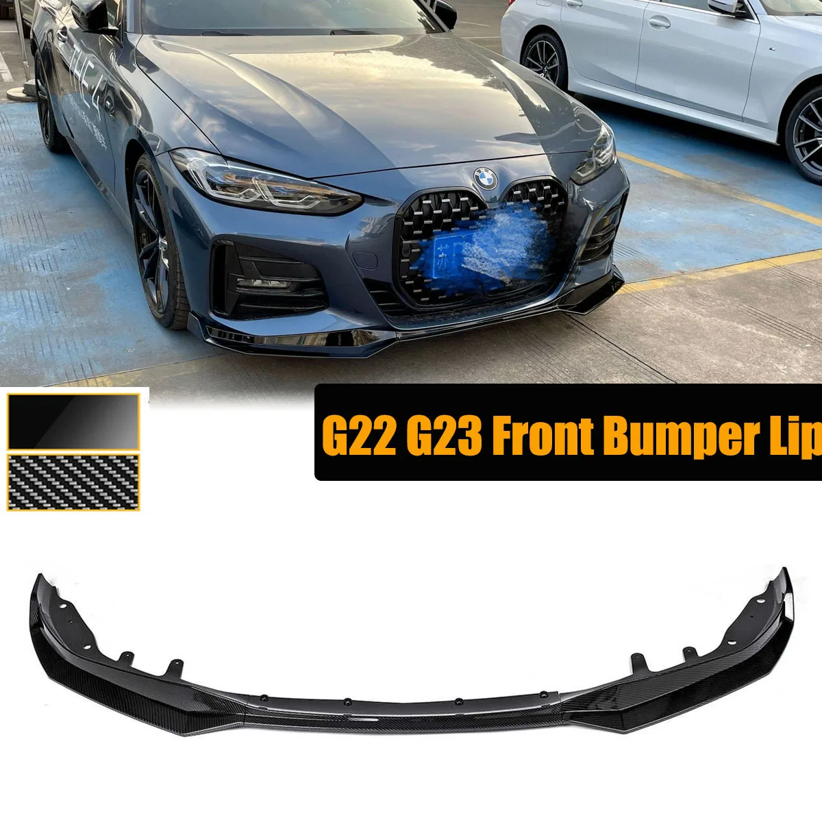 Black Front Bumper Lip Body Kit Spoiler Side Splitter Protect Cover Guard For BMW G22 G23 4 Series 2020 2021 Car Accessories