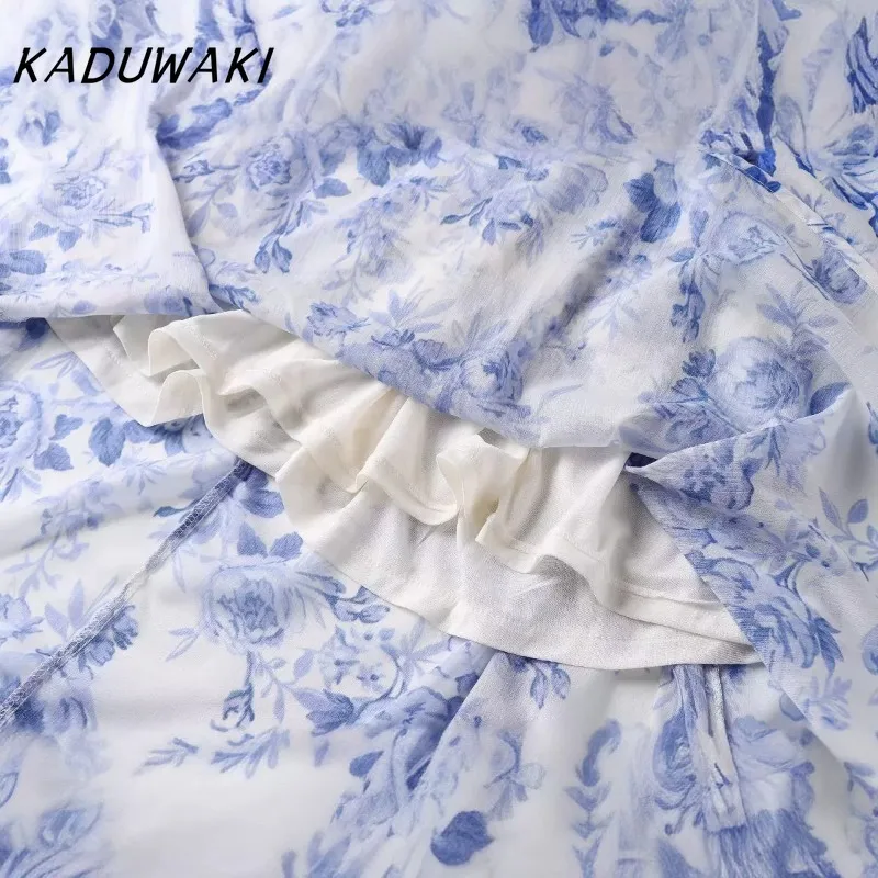 KADUWAKI классическое платье с v-образным вырезом и длинными рукавами принтом