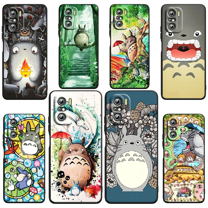 

Hot Anime Studio Ghibli Totoro For Xiaomi Redmi Note 12 Turbo 11E 11S 11 11T 10 10S 9 9T 9S Pro Plus 5G Black Phone Case