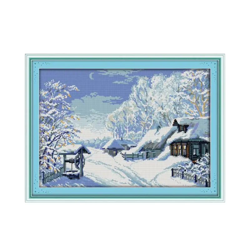 

The middle of winter cross stitch kit landscape18ct 14ct 11ct count printed canvas stitching embroidery DIY handmade needlework