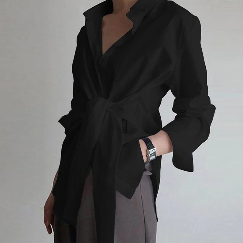 Белая рубашка на пуговицах Женский Топ хлопковые офисные рубашки свободные