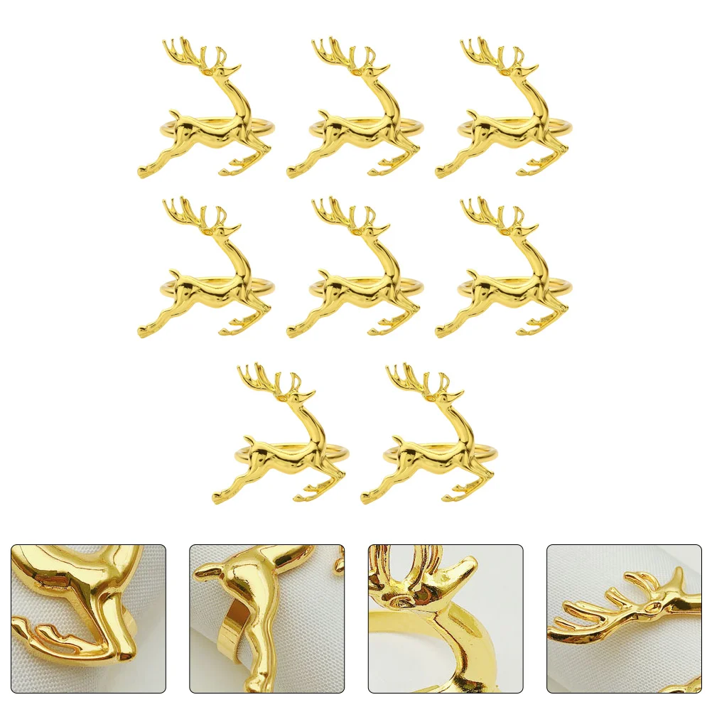 

Napkin Rings Deer Holder Dinner Reindeer Holders Goldenwedding Ring Holiday Tables Set Gold Stag Buckle