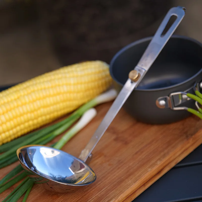 

Outdoor Camping Tableware Folding Spoon Soup Spoon Stainless Steel Wear-resistant Portable Cookware Spoon