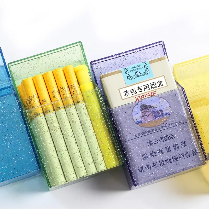

Portable Plastic Cigarette Case Box 20 SticksTransparent Glitter Lipstick Lighter Storage Box Holder Muiticolor Smoking Tools