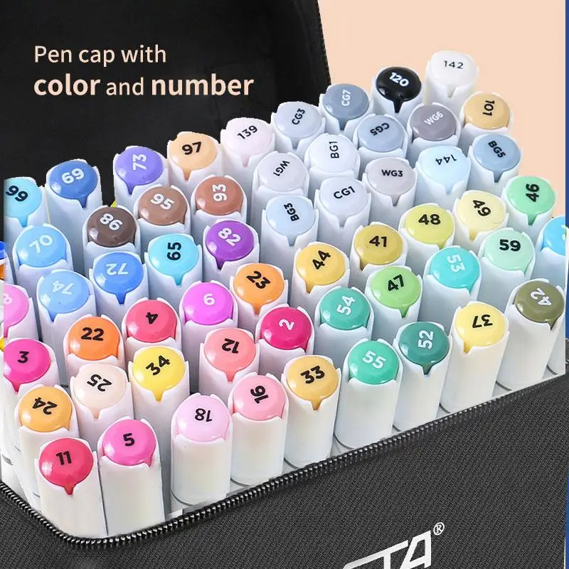 36/48/60/80 Dual Marker Alcohol Felt Tip Pens High Quality Golden Permanent Art School Supplies Manga Sketching Markers