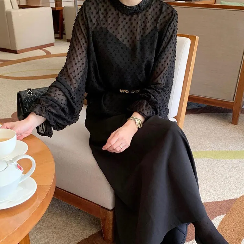 Шикарный осенний Элегантный комплект во французском стиле рубашка с трехмерными