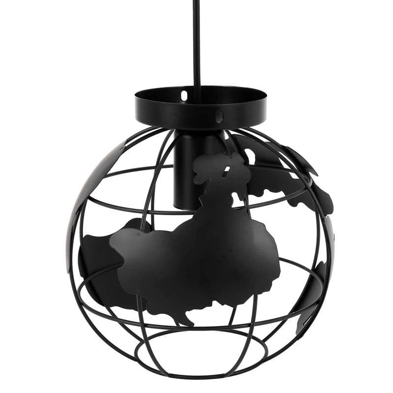 

Black Creative Loft Continental Single Retro Globe Chandelier Modern Metallic Lounge Café Casual Ceiling Lamp