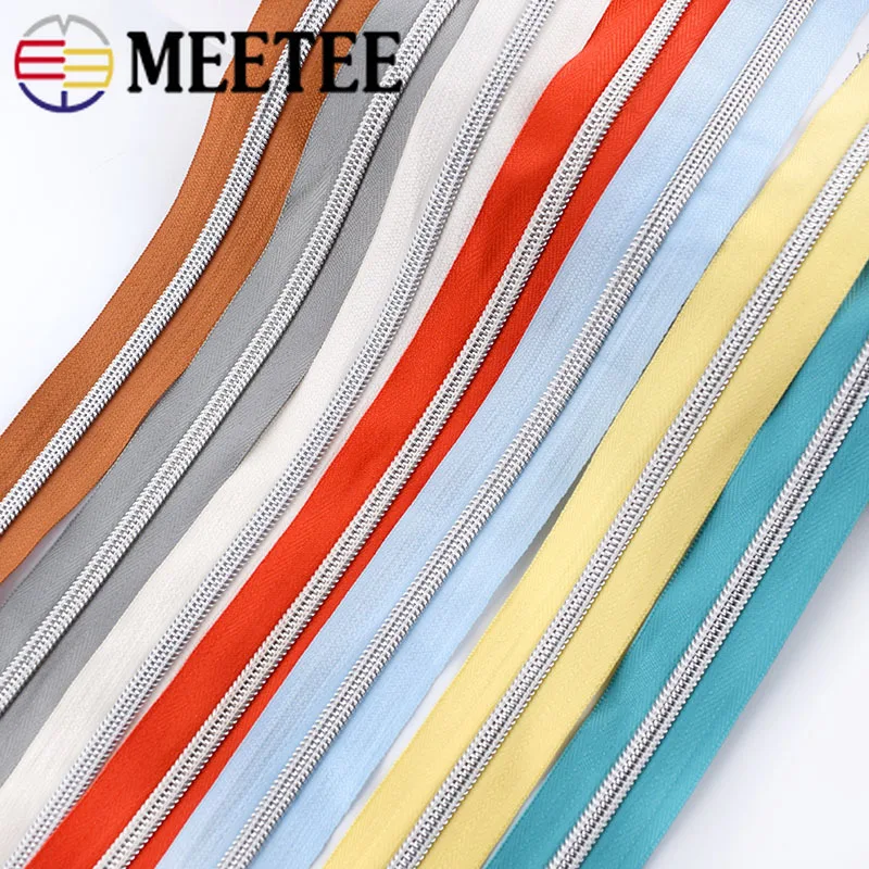 

2/5/10Meters 5# Nylon Zipper Tapes Coil Zip+ Silder Head for Bag Luggage Zippers At The Meter DIY Garments Sewing Accessories