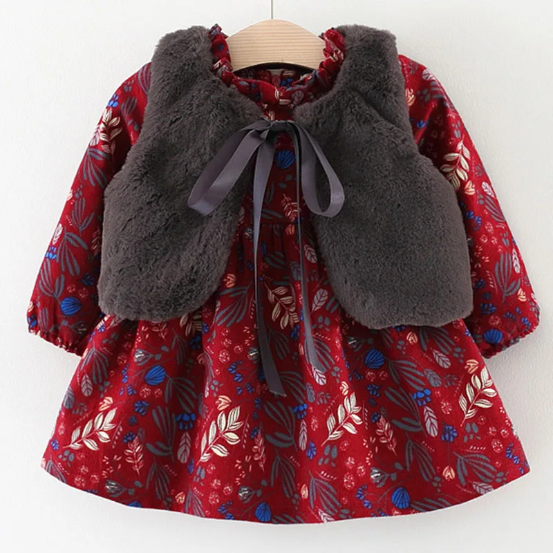 2022 зимнее Теплое повседневное платье принцессы для девочек Рождественская