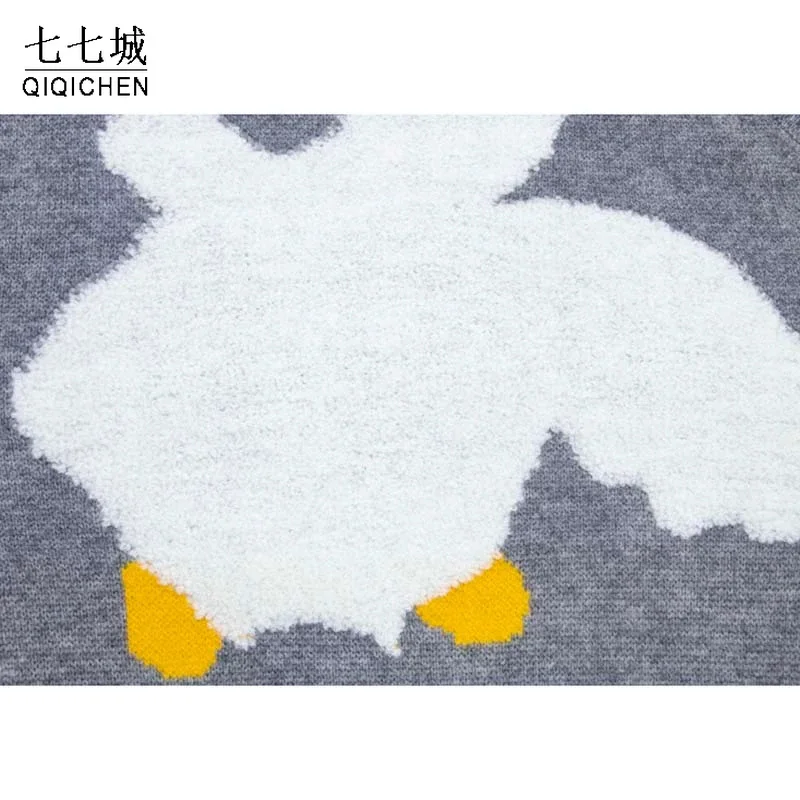 Жилет вязаный для мужчин и женщин Безрукавка вязаная с мультяшным рисунком утки