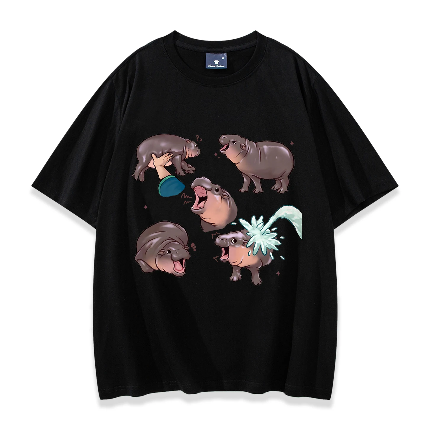 Милые детские футболки Moo Deng с надувной свиньей коротким рукавом для мужчин и