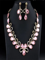 pink necklace earrings set fashion dress accessories wedding jewelry for woman