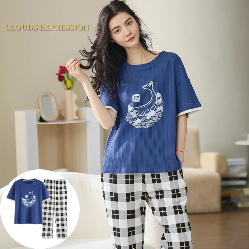 Пижама женская с коротким рукавом элегантный пижамный комплект привлекательная