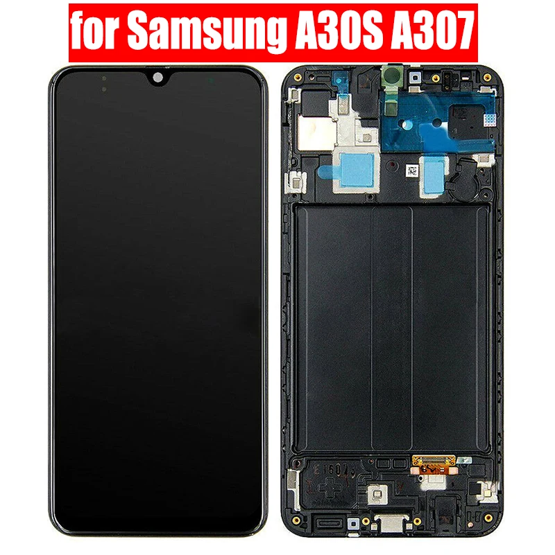 

Модуль ЖК-дисплея для Samsung Galaxy A30s, сенсорный экран с цифровым преобразователем в сборе, A307 LCD A307F A307G A307YN Pantalla корпус