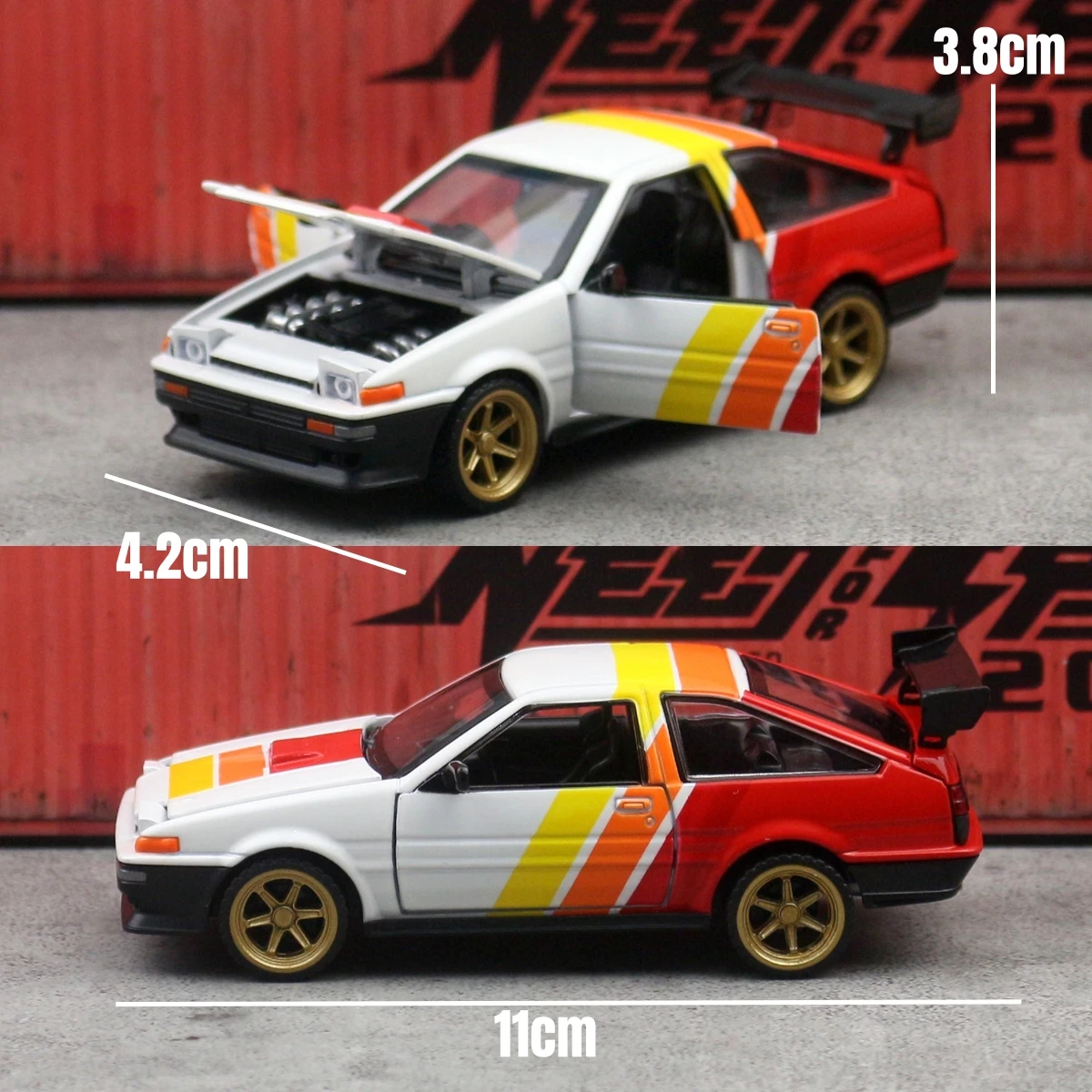 Фото Масштабная модель гоночного автомобиля Toyota AE86 Sprinter Trueno 1/37, сборный набор CCA, литая миниатюра с свободными колесами, коллекционный подарок для мальчиков №4