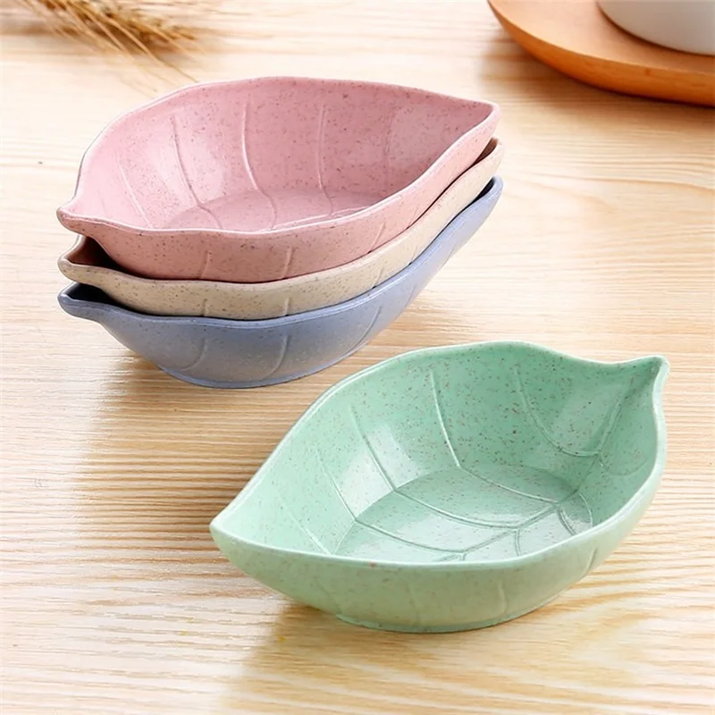 

4pcs/set Leaves Shape Plastic Sauce Dish Mini Seasoning Dish Condiment Dishes Sushi Soy Dipping Bowl Snack Serving Dishes